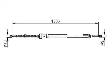 Трос стояночных тормозов задний левый (1335мм/1000мм) RENAULT CLIO II, THALIA I 1.2-1.9D 02.98- BOSCH 1987477783 (фото 1)