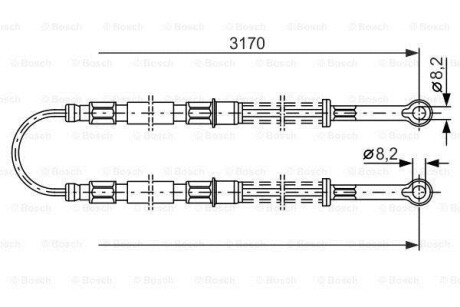 Фото автозапчасти трос стояночных тормозов Внутренний (3170мм/1248мм) SEAT TERRA 0.9/1.3D/1.4D 01.87-12.96 BOSCH 1 987 477 792