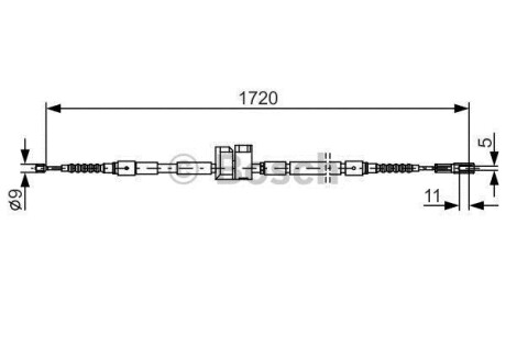 Трос стоянкових гальм права (1720мм/1560мм) AUDI A8 2.5D-6.0 03.94-09.02 BOSCH 1 987 477 882