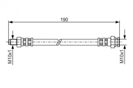Гальмівний шланг, передня ліва/права (довжина 168мм, M10x1/M10x1) MITSUBISHI L200, PAJERO III, PAJERO SPORT I 2.4/2.5D/3.0 11.92- BOSCH 1 987 481 011
