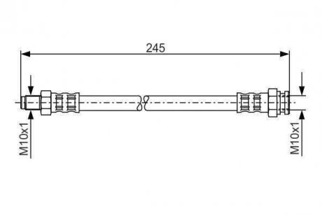 Тормозной шланг изогнутая передняя левая/правая (длина 223мм, M10x1/M10x1) MITSUBISHI L200, PAJERO II 2.4-3.5 12.90-12.07 BOSCH 1987481013