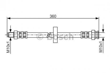 Тормозной шланг, задний левая/правая (длина 339мм, M10x1/M10x1, (без ABS)) CITROEN JUMPER; FIAT DUCATO; OPEL CORSA D; PEUGEOT BOXER 1.0-2.8D 02.94- BOSCH 1 987 481 017