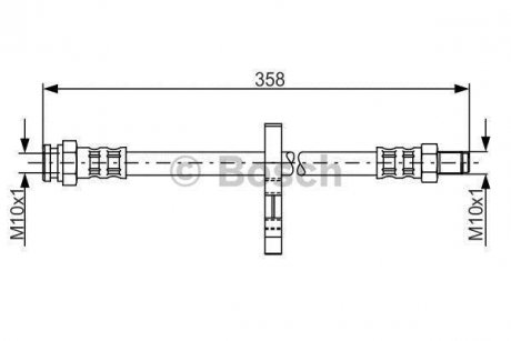 Гальмівний шланг, задній ліва/права (довжина 360мм, M10x1/M10x1, із ABS) CITROEN JUMPER; FIAT DUCATO; PEUGEOT BOXER 1.9D-2.8D 02.94- BOSCH 1 987 481 019
