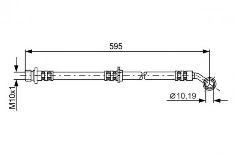 Тормозной шланг, передняя левая (длина 595мм, M10x1, кожух) HONDA CR-V II 2.0/2.2D/2.4 09.01-03.07 BOSCH 1 987 481 027 (фото 1)