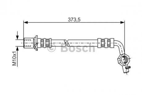 Гальмівний шланг, передня ліва (довжина 373,5мм, M10x1, кожух) TOYOTA HIACE III 2.4D 08.87-12.04 BOSCH 1 987 481 040