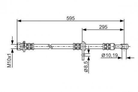 Гальмівний шланг, передня права (довжина 595мм, M10x1, кожух) HONDA CR-V II 2.0/2.2D/2.4 09.01-03.07 BOSCH 1 987 481 044 (фото 1)
