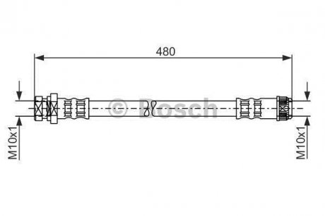 Тормозной шланг изогнутая задний левая (длина 455мм, M10x1/M10x1) OPEL MOVANO 1.9D-3.0D 09.00- BOSCH 1 987 481 074