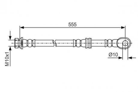 Гальмівний шланг, задній (довжина 555мм,діаметр 10мм, M10x1) MITSUBISHI PAJERO IV 3.2D/3.8 10.06- BOSCH 1987481087