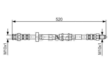 Фото автозапчастини гальмівний шланг, передня ліва/права (довжина 520мм, M10x1/M10x1) FIAT IDEA; LANCIA MUSA 1.2-1.9D 12.03- BOSCH 1 987 481 158