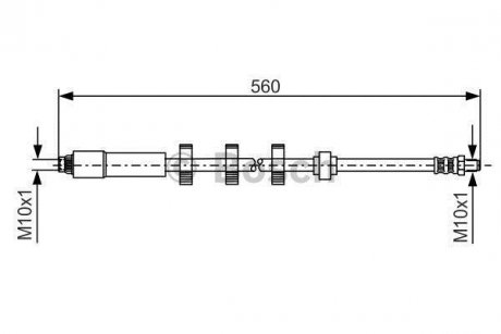 Гибкий тормозной шланг передний левый/правый (длина 537мм, M10x1/M10x1) PEUGEOT 406 2.2 03.02-12.04 BOSCH 1 987 481 290