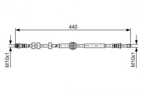 Гальмівний шланг, задній ліва/права (довжина 395мм, M10x1/M10x1) AUDI A4 B8, A5, Q5; PORSCHE MACAN 1.8-4.2 06.07- BOSCH 1987481430 (фото 1)