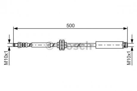 Тормозной шланг, задний левая/правая (длина 500мм, M10x1/M10x1) FORD KUGA I 2.0D/2.5 02.08-11.12 BOSCH 1 987 481 452 (фото 1)