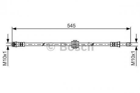 Тормозной шланг, передняя левая/правая (длина 545мм, M10x1/M10x1) MERCEDES VIANO (W639), VITO/MIXTO (W639), VITO (W639) 2.0D-3.5 09.03- BOSCH 1 987 481 454 (фото 1)