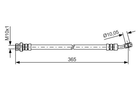Фото автозапчасти тормозной шланг, задний правый (длина 365мм, 10мм, M10x1, кожух) HYUNDAI TUCSON; KIA SPORTAGE 2.0/2.0D/2.7 08.04- BOSCH 1 987 481 456