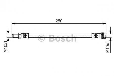 Тормозной шланг, задний левая/правая (длина 250мм, M10x1/M10x1) FORD TRANSIT 2.3-3.2D 04.06- BOSCH 1 987 481 489