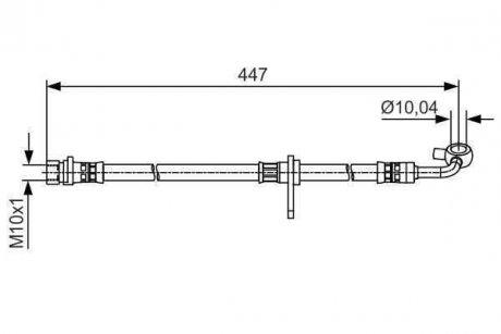 Тормозной шланг, передняя левая (длина 447мм, M10x1, кожух) HONDA CR-V III 2.0/2.2D/2.4 06.06- BOSCH 1987481511 (фото 1)