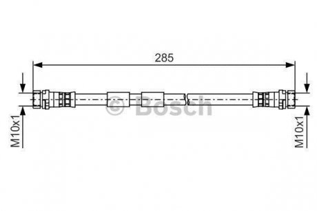 Гальмівний шланг, задній ліва/права (довжина 263мм, M10x1/M10x1) FORD B-MAX, FIESTA VI 1.0-1.6D 06.08- BOSCH 1987481522