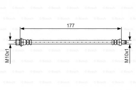 Тормозной шланг задний левый/правая (длина 203мм, M14x1/M17x1) TOYOTA PREVIA 2.0D/2.4 02.00-02.06 BOSCH 1 987 481 527 (фото 1)
