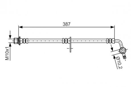 Тормозной шланг передняя правая (длина 415мм, M10x1) LEXUS LX; TOYOTA LAND CRUISER 100 4.2D/4.7 01.98-03.08 BOSCH 1 987 481 550