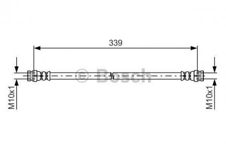 Гальмівний шланг, задній ліва (довжина 339мм, M10x1/M10x1) MITSUBISHI ліва 200 2.0-2.6 11.86-12.07 BOSCH 1 987 481 578