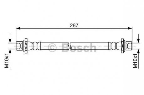 Гальмівний шланг, задній ліва (довжина 270мм, M10x1/M10x1) SUBARU LEGACY III, LEGACY IV 2.0-3.0 12.98-12.09 BOSCH 1987481584