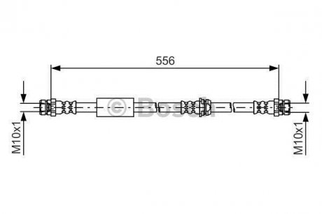 Тормозной шланг, передняя левая/правая (длина 556мм, M10x1/M10x1) AUDI TT 1.8-3.2 08.06-06.14 BOSCH 1 987 481 593