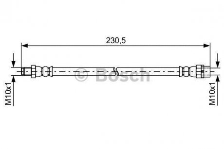 Тормозной шланг, задний левая/правая (длина 205мм, M10x1/M10x1) BMW Z4(E85), Z4(E86) 2.0-3.2 12.02-02.09 BOSCH 1 987 481 599