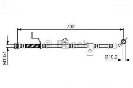 Тормозной шланг, передняя левая (длина 702мм, M10x1, кожух) HYUNDAI SONATA IV, XG; KIA MAGENTIS 2.0-3.5 12.98- BOSCH 1 987 481 603