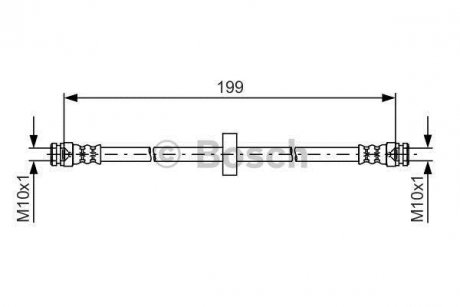 Тормозной шланг, задний левая/правая (длина 199мм, диаметр 10мм, M10x1/M10x1) FIAT PALIO, SIENA 1.0-1.6 04.96- BOSCH 1 987 481 607