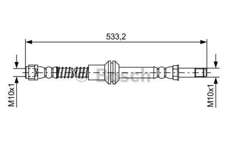 Тормозной шланг, передняя левая/правая (длина 490мм, M10x1/M10x1) MERCEDES CLS (C218), CLS SHOOTING BRAKE (X218), ET-MODEL (S212), E (W212) 2.2D-5.5. BOSCH 1 987 481 609