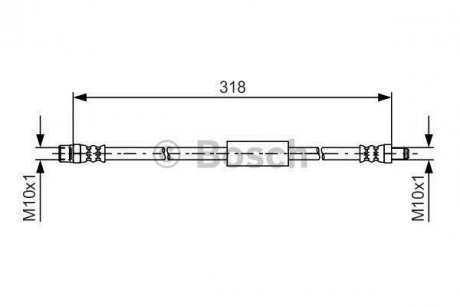 Гальмівний шланг, задній ліва/права (довжина 318мм, M10x1/M10x1) BMW 7 (F01, F02, F03, F04) 3.0-6.0 02.08-12.15 BOSCH 1 987 481 618