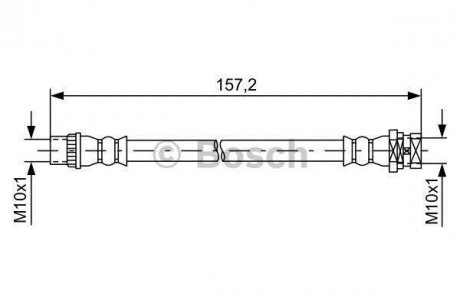 Тормозной шланг изогнутая задний левая (длина 137мм, M10x1/M10x1) RENAULT MEGANE, MEGANE III 1.2-2.0D 11.08- BOSCH 1 987 481 624 (фото 1)