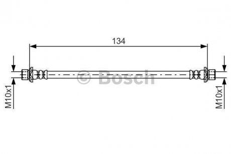 Гальмівний шланг, задній права (довжина 134мм, M10x1/M10x1) TOYOTA AURIS, COROLLA, MIRAI, PRIUS, PRIUS PLUS, VERSO 1.3-Electric 10.06- BOSCH 1 987 481 637 (фото 1)