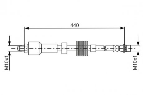 Гнучкий гальмівний шланг передній лівий/правий (довжина 440 мм) DS DS 4; CITROEN C4 II, DS4 1.2-2.0D 11.09- BOSCH 1 987 481 688 (фото 1)