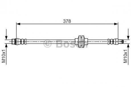 Тормозной шланг изогнутая передняя левая/правая (длина 378мм, M10x1/M10x1) OPEL MOVANO B 2.3D 05.10- BOSCH 1 987 481 707
