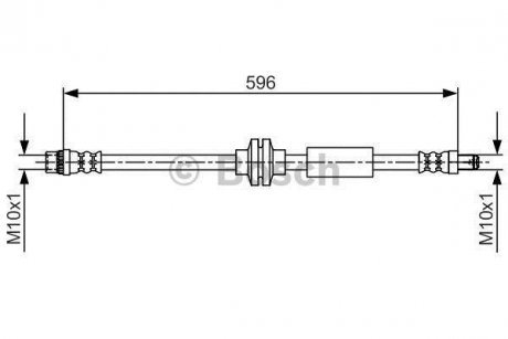 Гальмівний шланг вигнута задній ліва/права (довжина 596мм, M10x1/M10x1) OPEL MOVANO B 2.3D 05.10- BOSCH 1 987 481 708 (фото 1)