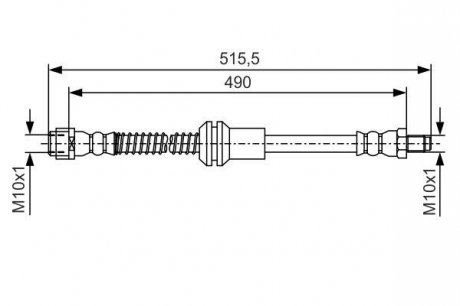 Гальмівний шланг, передня ліва/права / (довжина 515,5мм) MERCEDES GLK (X204) 2.0-3.5 06.08-12.15 BOSCH 1 987 481 721
