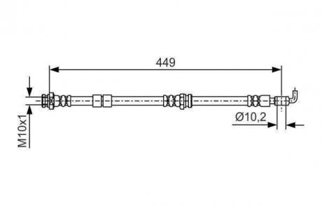 Гальмівний шланг передня лівий/права MAZDA CX-7 2.2D/2.3/2.5 10.07-03.13 BOSCH 1987481722