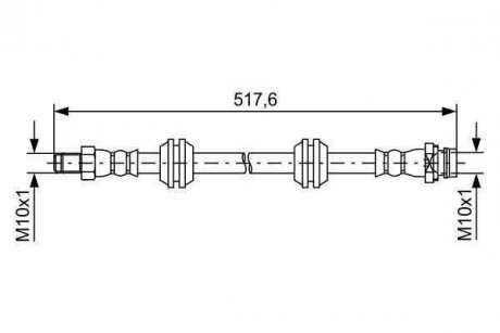 Тормозной шланг задний левый/правая (длина 490мм, M10x1/M10x1) LAND ROVER FREELANDER 2 2.0/2.2D/3.2 10.06-10.14 BOSCH 1987481731
