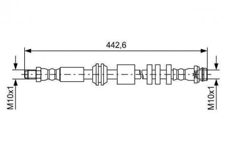 Тормозной шланг передняя левый/правая (длина 415мм, M10x1/M10x1) LAND ROVER FREELANDER 2 2.0/2.2D/3.2 10.06-10.14 BOSCH 1987481732