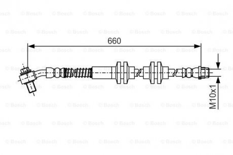 Гальмівний шланг, передня ліва (довжина 660мм, M10x1,5/M10x1) OPEL ASTRA J GTC, CASCADA 1.4-2.0D 10.11- BOSCH 1 987 481 A48