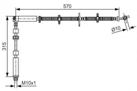 Тормозной шланг передняя левая LAND ROVER DISCOVERY IV 2.7D-5.0 09.09- BOSCH 1987481A63 (фото 1)