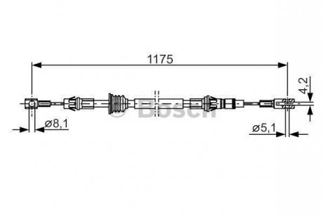 Трос стояночного тормоза передний/средний (1175мм/946мм) NISSAN INTERSTAR; OPEL MOVANO; RENAULT MASTER I, MASTER II 1.9D-3.0D 07.80- BOSCH 1987482012 (фото 1)