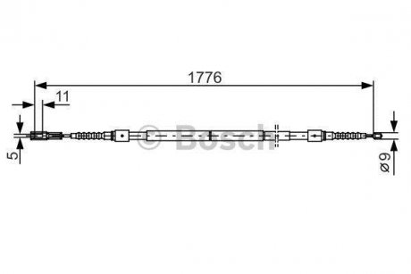 Трос стояночных тормозов левый (1776мм/1616мм) AUDI A8 2.5D-6.0 03.94-09.02 BOSCH 1 987 482 126 (фото 1)