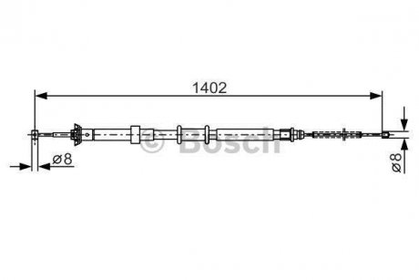 Трос стояночных тормозов левый (2071мм/1155мм) FORD KA 1.2/1.3D 10.08- BOSCH 1987482241