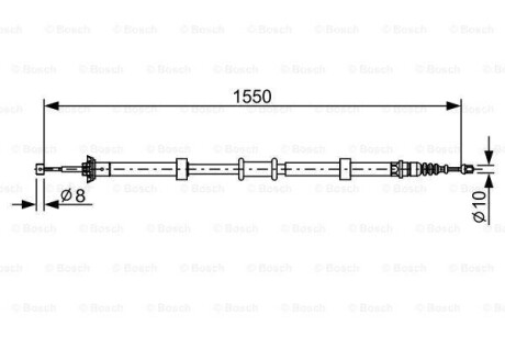 Фото автозапчастини трос стоянкових гальм права (1550мм) FIAT PANDA 0.9/1.3D 06.12- BOSCH 1 987 482 527