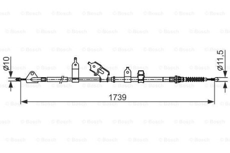 Фото автозапчасти трос стояночных тормозов правая (1739мм) SUBARU TREZIA; TOYOTA VERSO S 1.3/1.33/1.4D 11.10- BOSCH 1 987 482 566