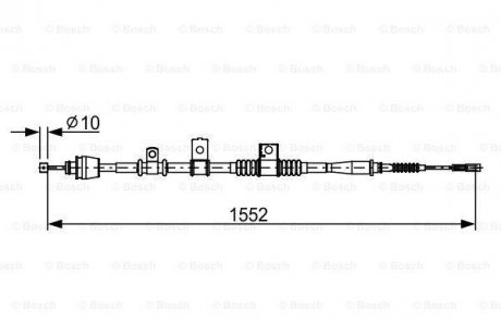 Трос стояночных тормозов задний левая KIA CERATO 1.5D-2.0D 04.04- BOSCH 1987482620 (фото 1)