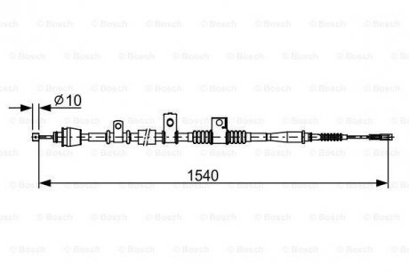 Трос стояночных тормозов задний правая KIA CERATO 1.5D-2.0D 04.04- BOSCH 1987482621 (фото 1)