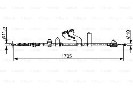 Фото автозапчасти трос стояночных тормозов левый TOYOTA YARIS 1.0-1.8 12.10- BOSCH 1 987 482 654